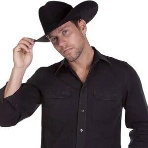 Rockmount Ranch Wear Black Wool Felt Cowboy Rodeo Hat 7 1/4